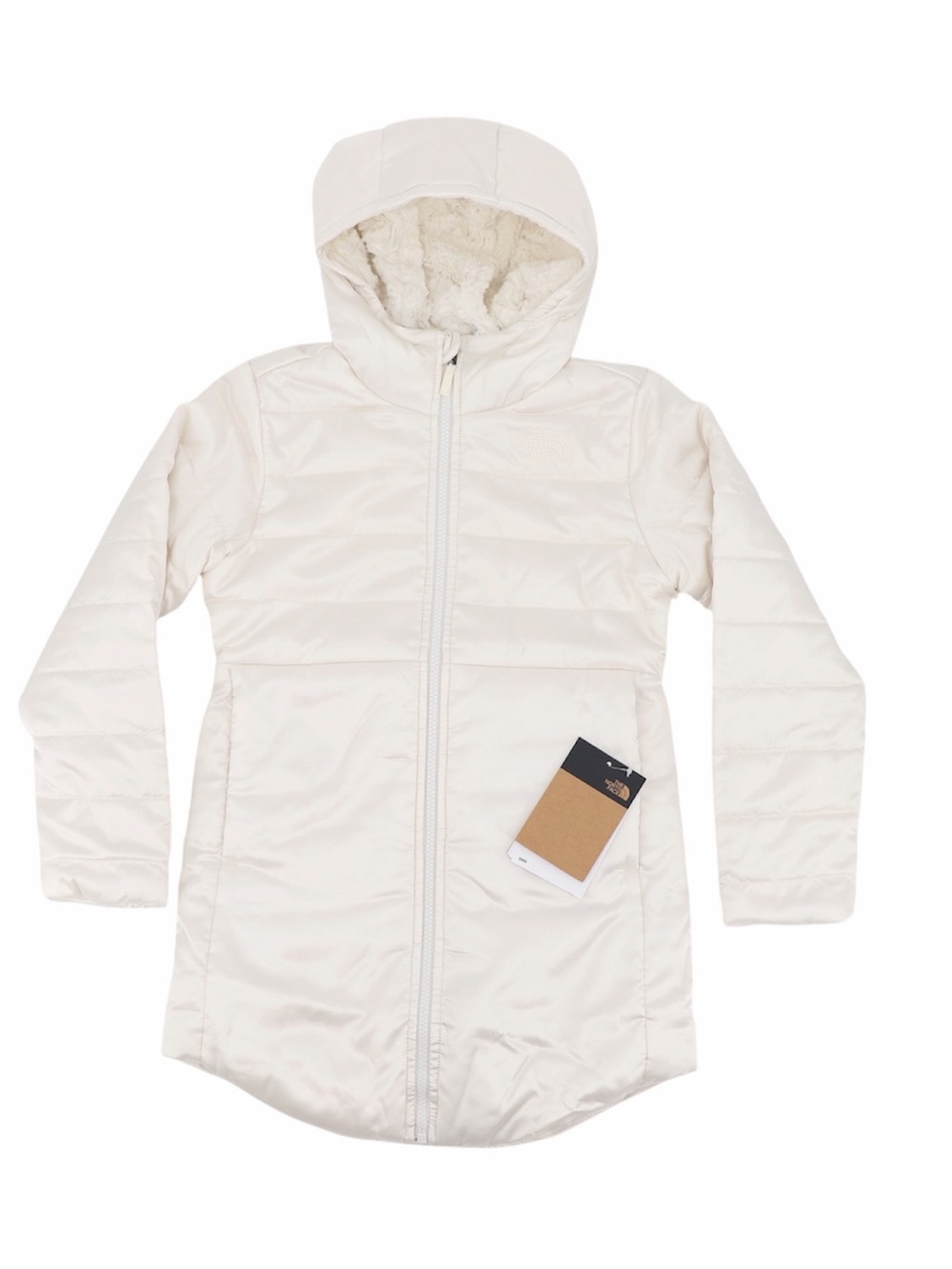 New The North Face Medium 10/12 Girls Mossbud Reversible Parka Jacket White